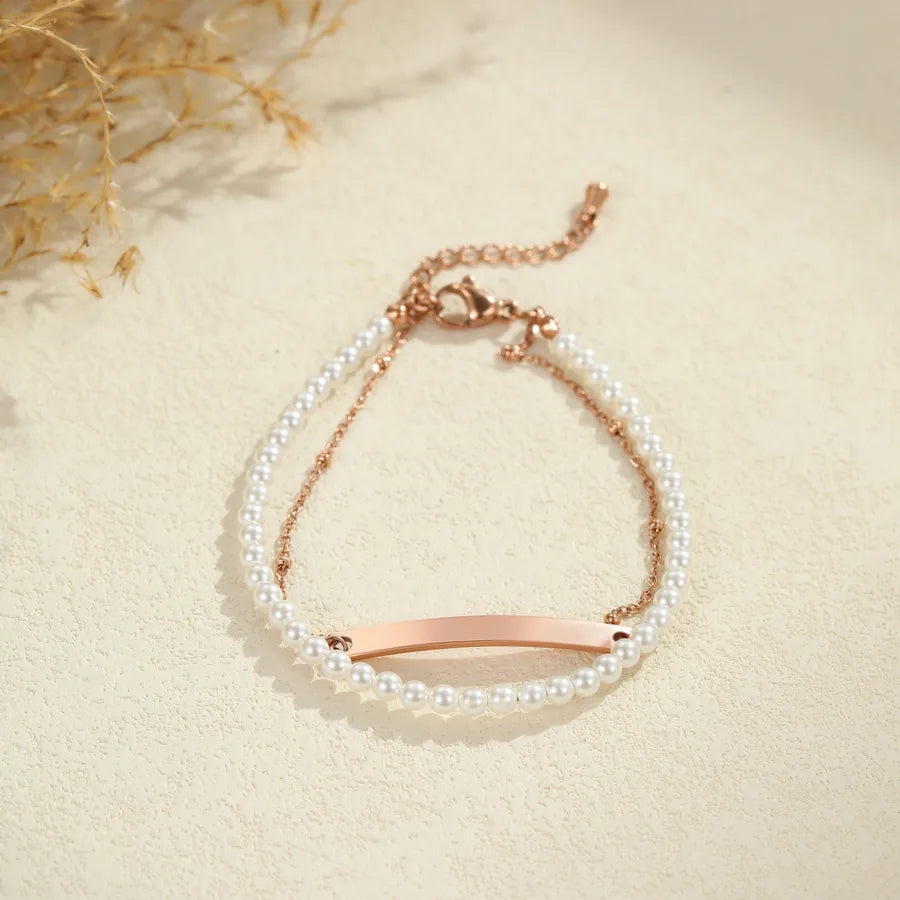 Personalized Pearl Gold Bracelet for Women