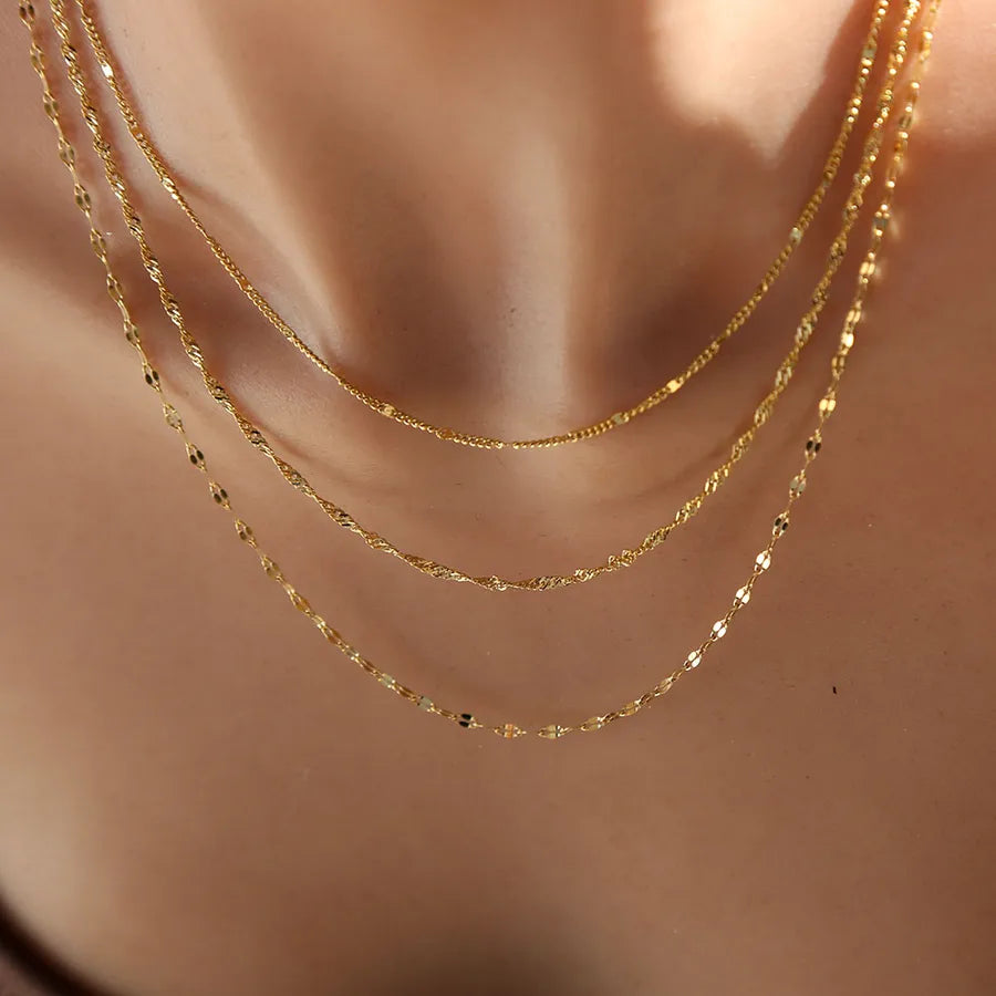 18K Gold Triple Layer Stainless Steel Necklace