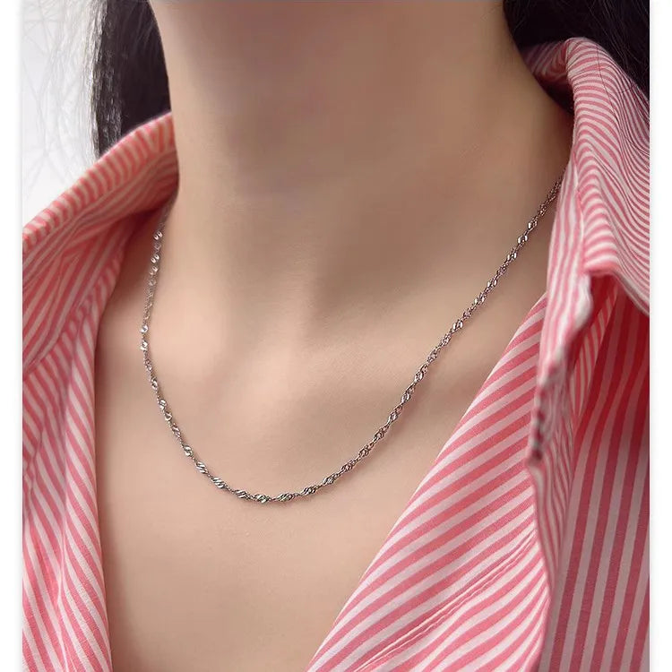 Stainless Steel Water Wave Chain Necklace