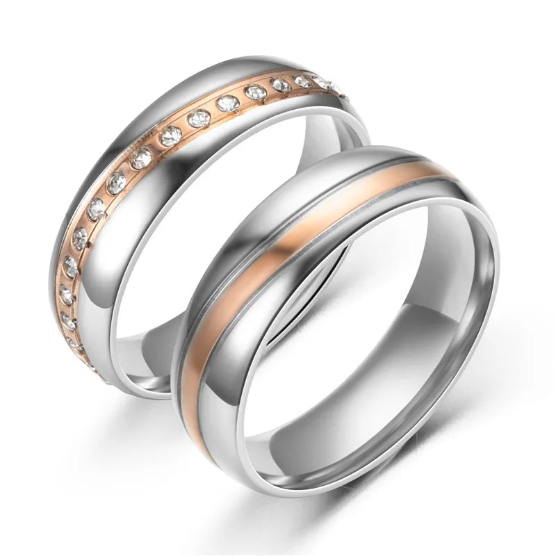 Rose Gold Stainless Steel Couple Rings