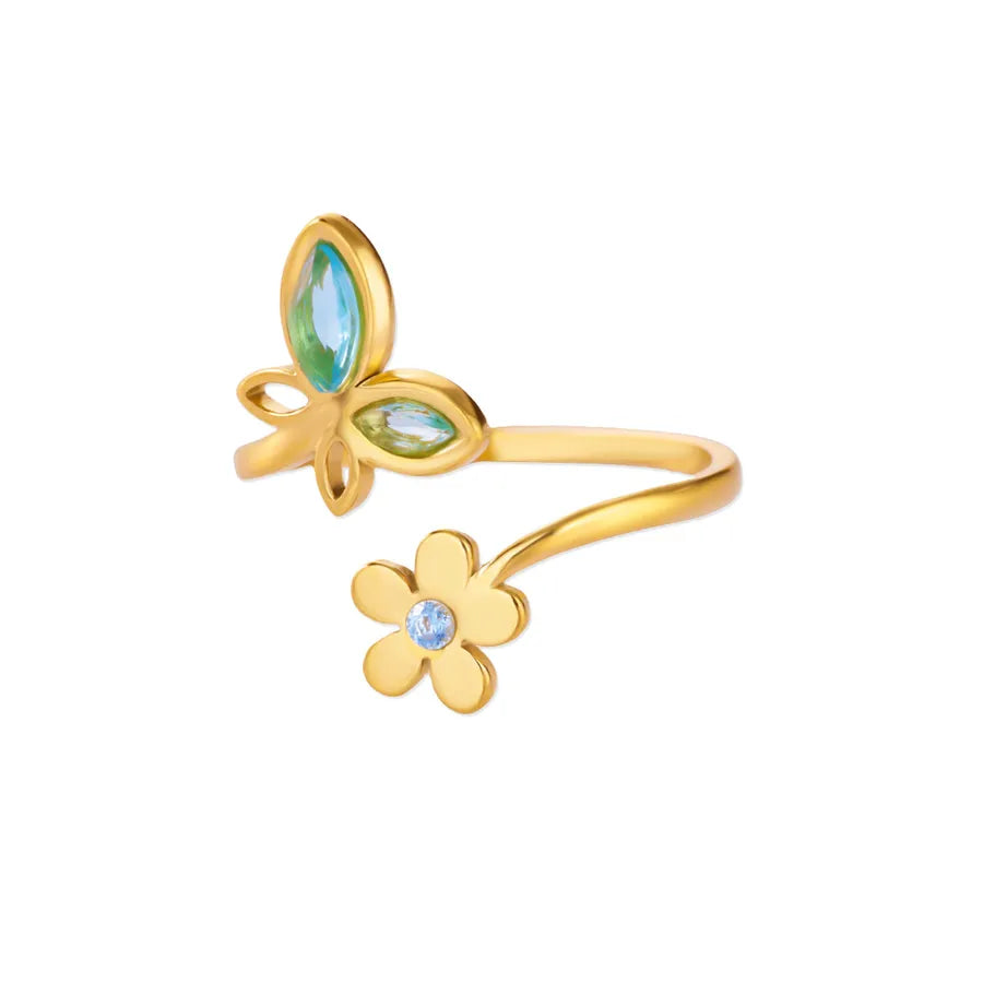 Geometric Butterfly Open Ring – 18K Gold Plated