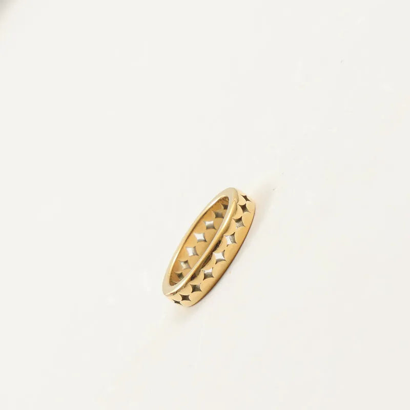 18K Gold Geometric Titanium Steel Ring