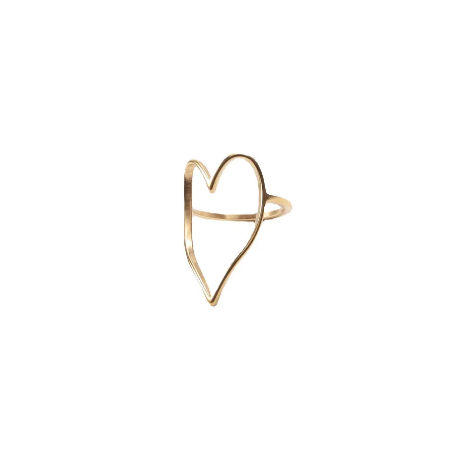 18K Gold Heart Titanium Steel Ring