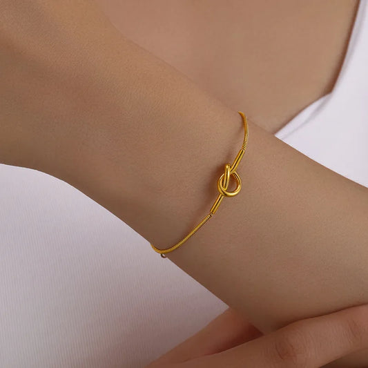 18K Gold Knot Stainless Steel Bracelet