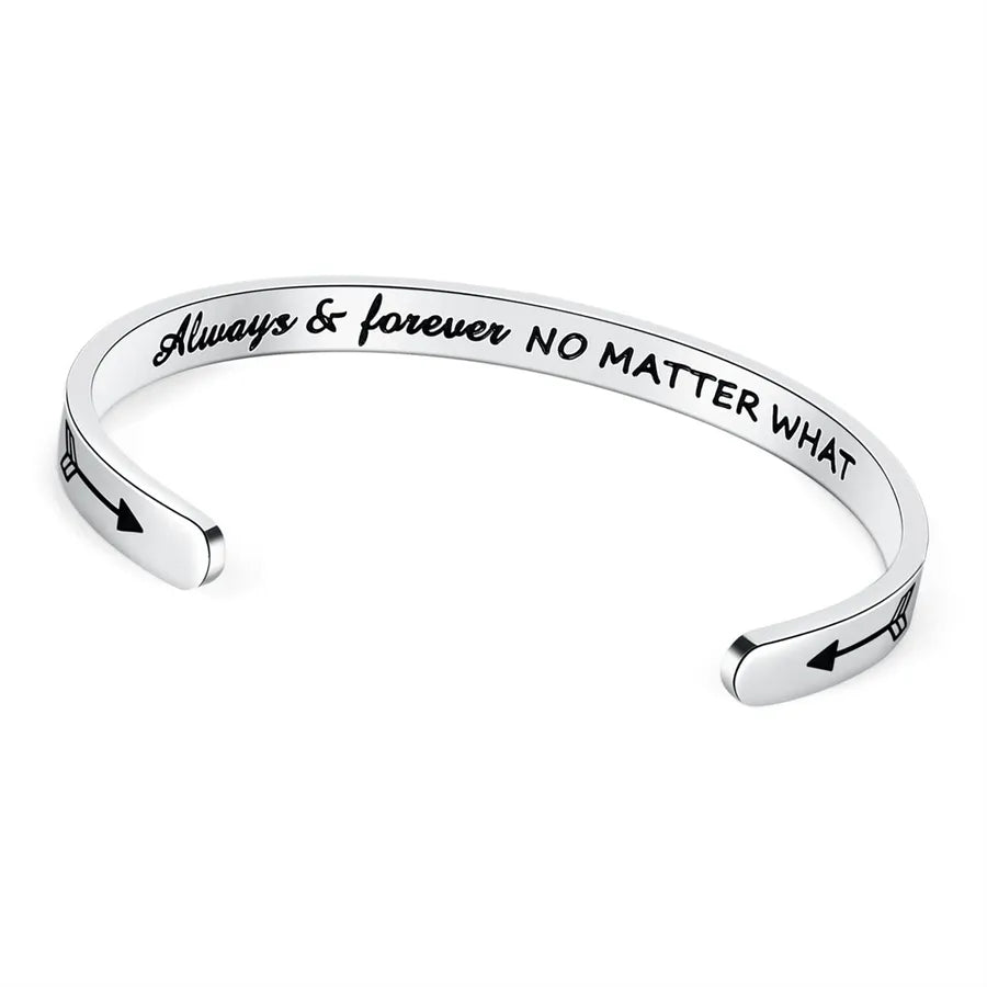Retro Heart Stainless Steel Bangle 86-Always and Forever No Matter What