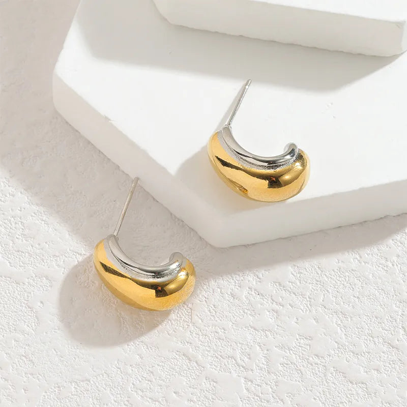 Gold-Plated Stainless Steel Geometric Hoop Earrings