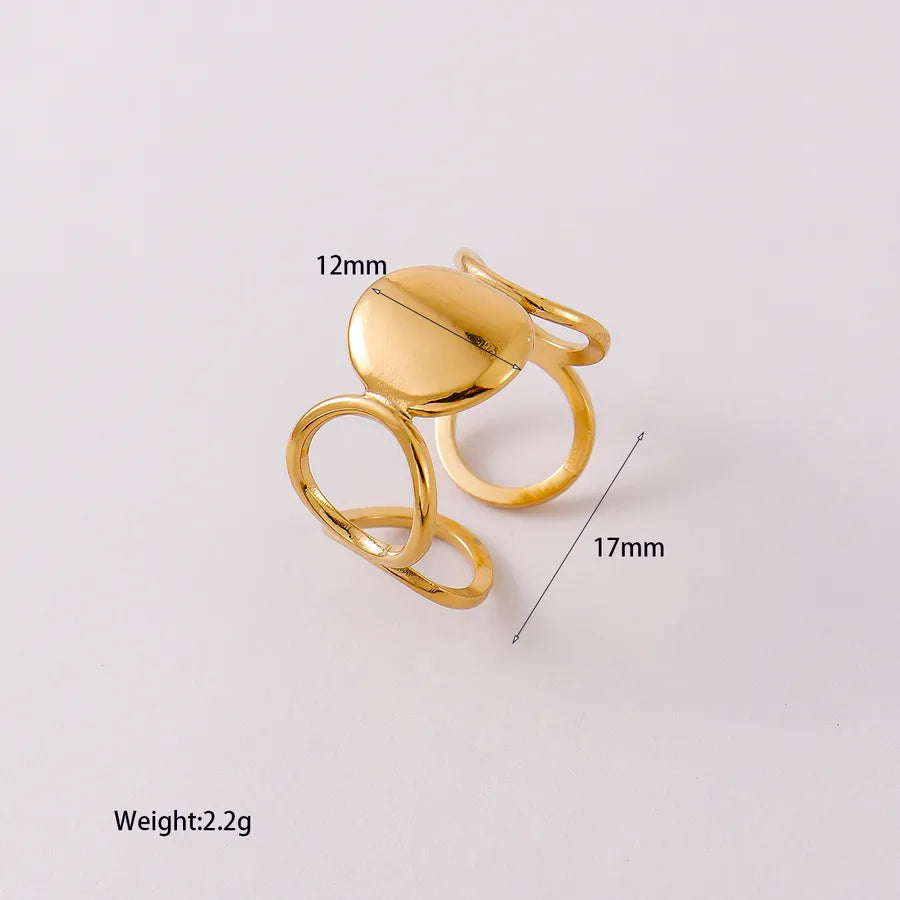 Geometric Open Ring in Gold Stainless Steel YM045F