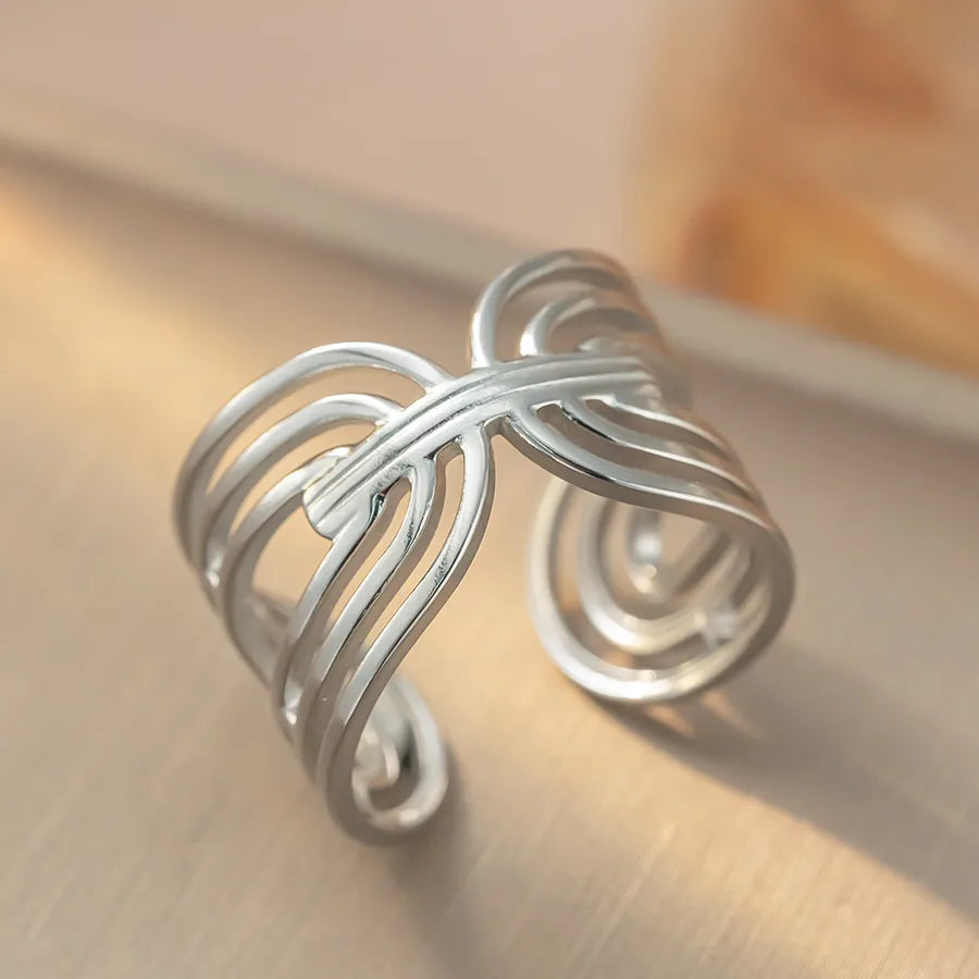 18K Gold Titanium Steel Geometric Open Ring K326 Steel Color Ring Open