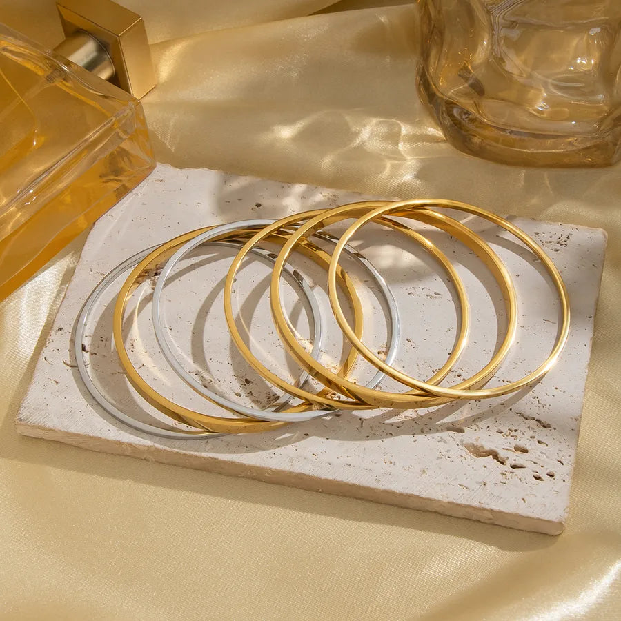 Geometric Layered 18K Gold Bracelet