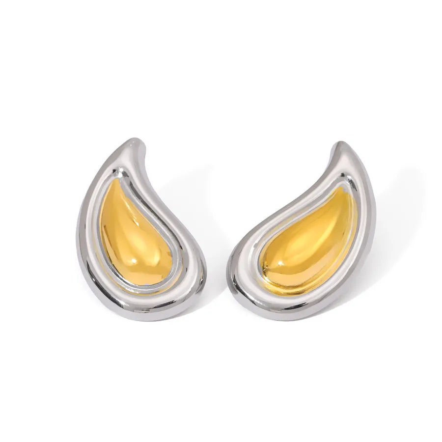 Two-Tone 18K Gold Plated Stainless Steel Earrings