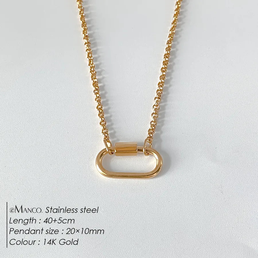 Geometric Pearl Stainless Steel Pendant Necklace XNL0054 Gold