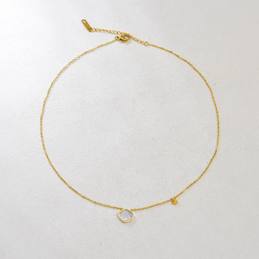 Gold Mother of Pearl Heart Pendant Necklace