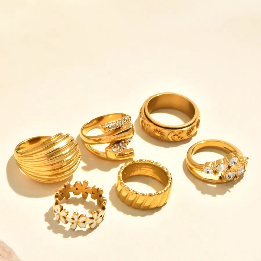 Gold Plated Boho Daisy Geometric Ring