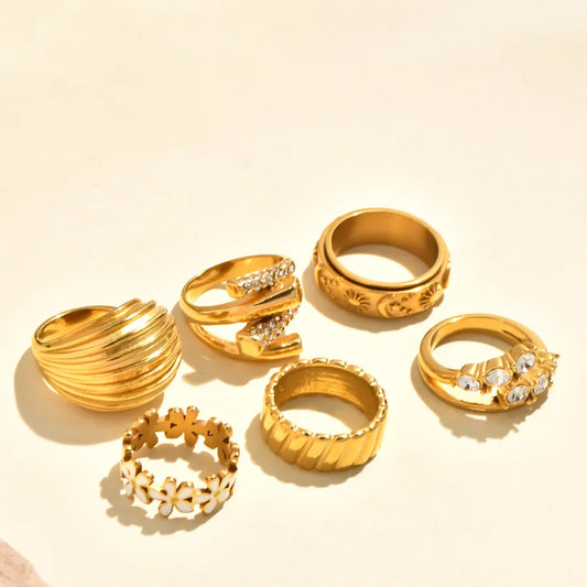 Gold Plated Boho Daisy Geometric Ring