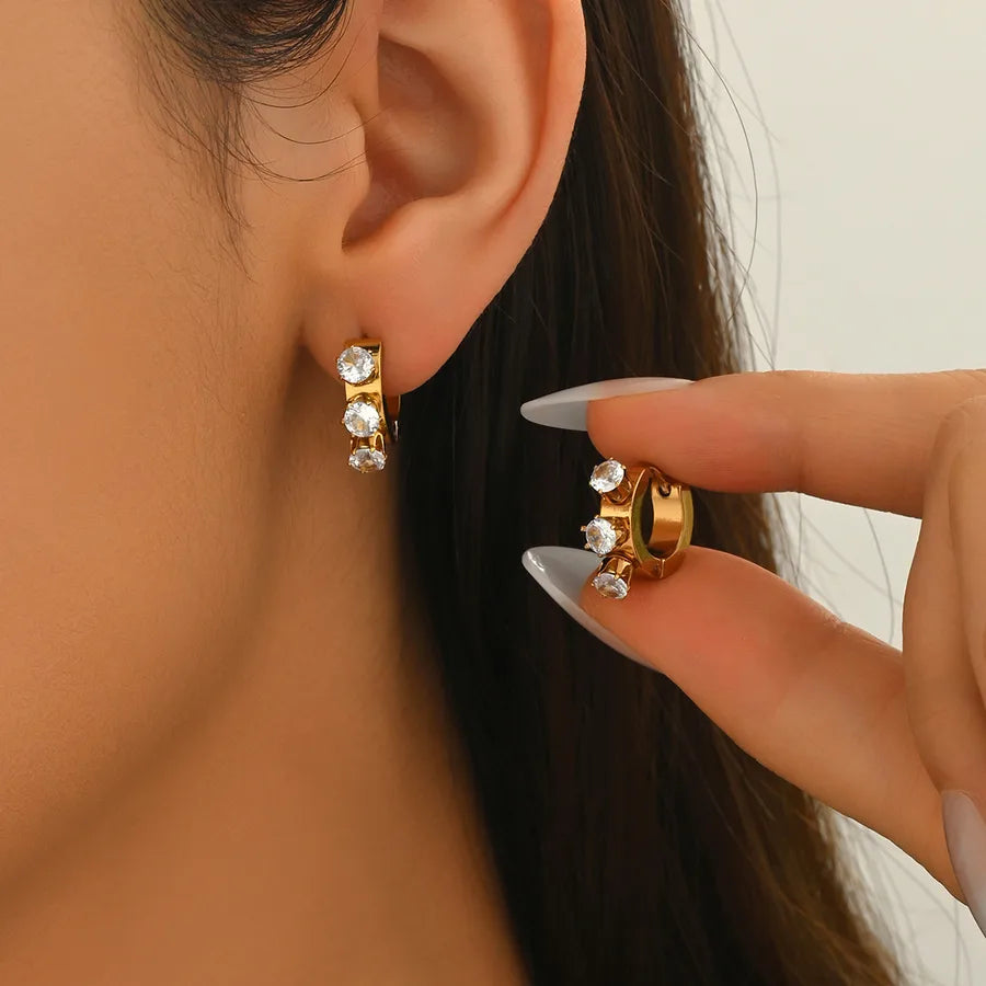 Gold Heart Glow Zircon Earrings