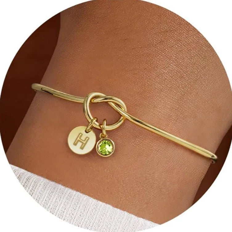 Stainless Steel Birthstone Initial Bracelet