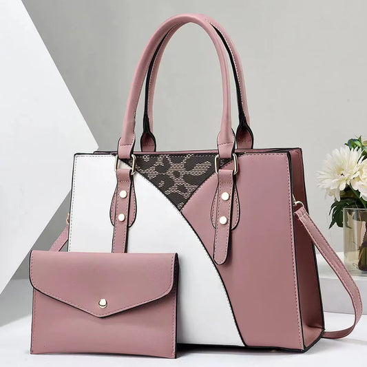 Color Block PU Leather Bucket Shoulder Bag