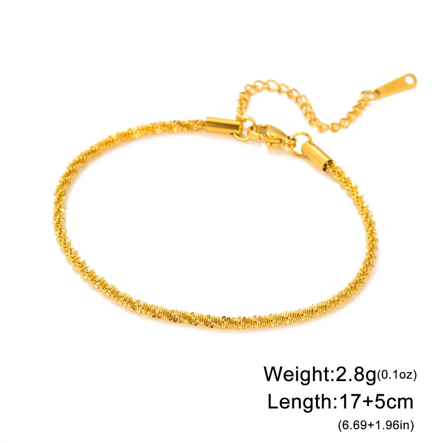 Gold Stainless Steel Cuban Link Bracelet Gold Sparkling Chain