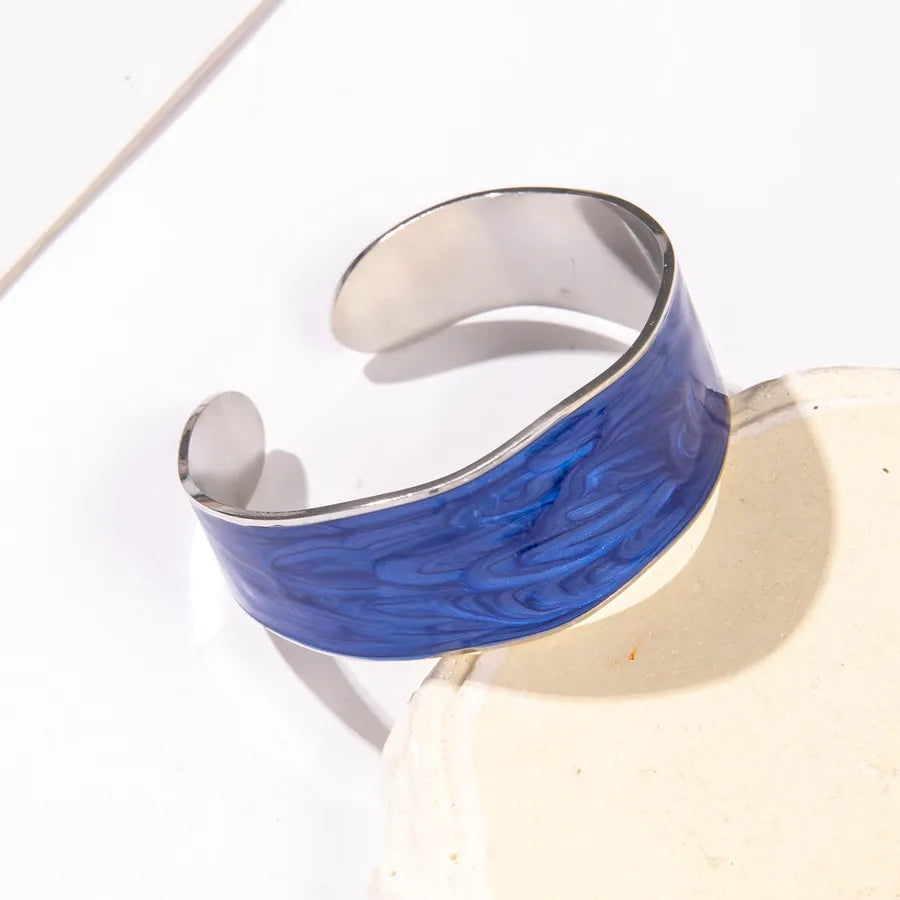 Unisex Titanium Steel Wide Cuff Bracelet WSZ067-1 Adjustable Opening