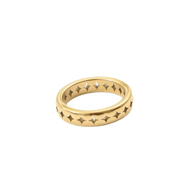 18K Gold Geometric Titanium Steel Ring