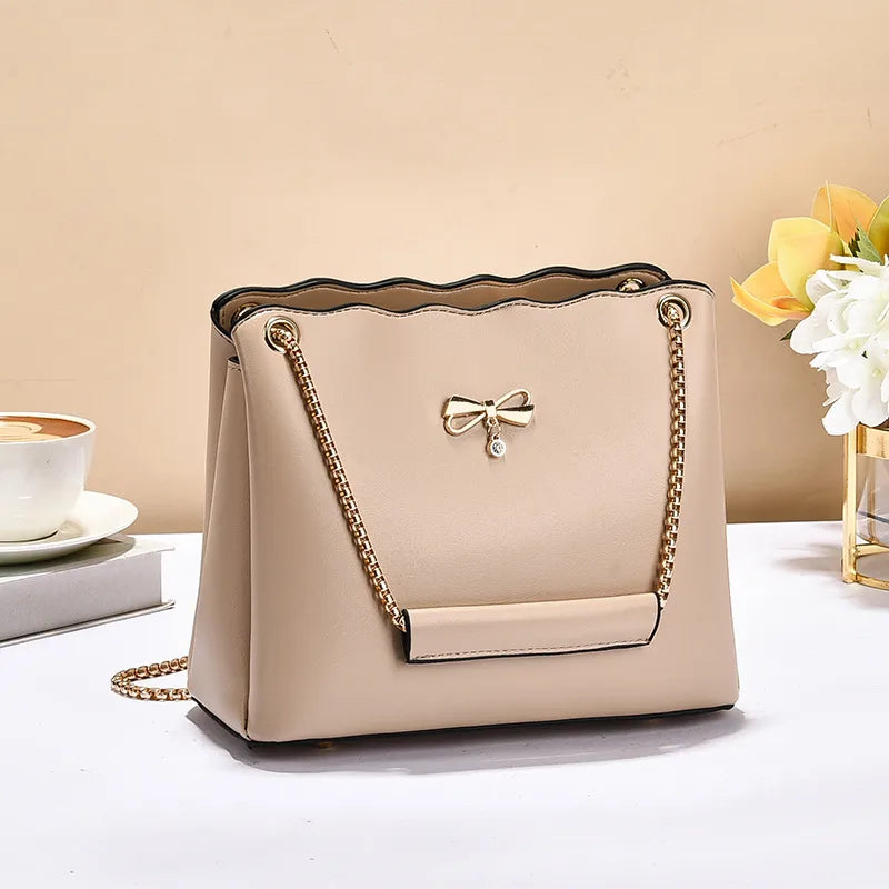 Elegant Butterfly Knot Crossbody Handbag Khaki
