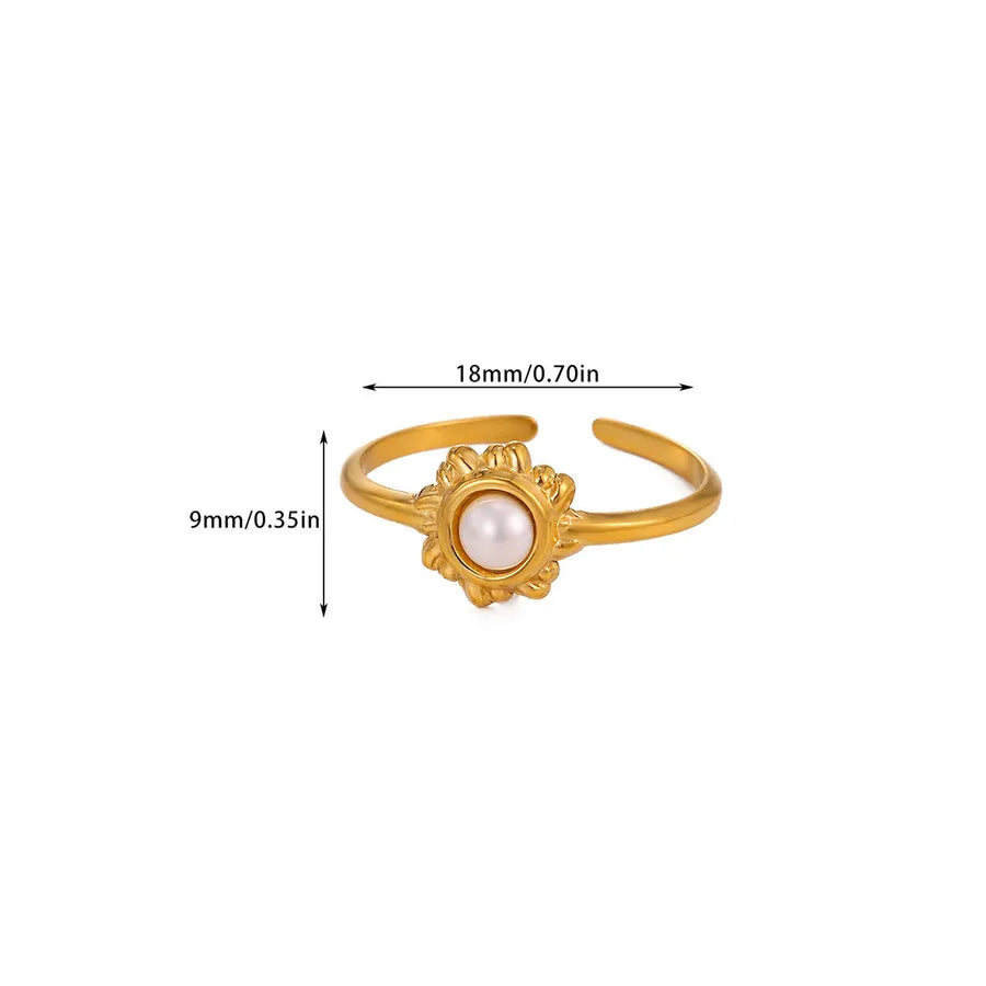 Retro Floral Pearl Open Ring G9188554-1