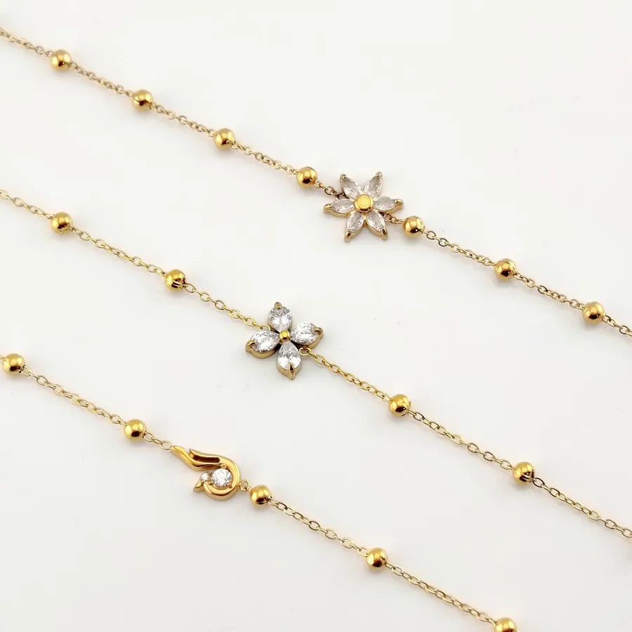 Four-Leaf Clover Zircon Titanium Bracelet