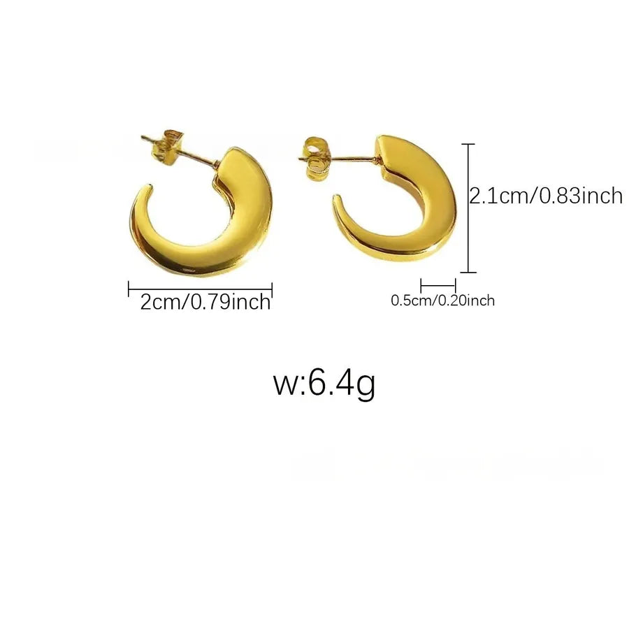 Elegant Gold Titanium Steel Hoop Earrings