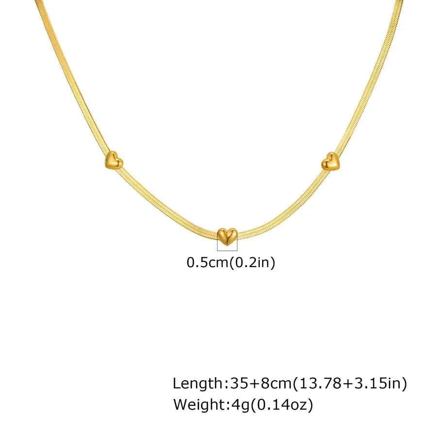 Gold Plated Heart & Bow Stainless Steel Necklace