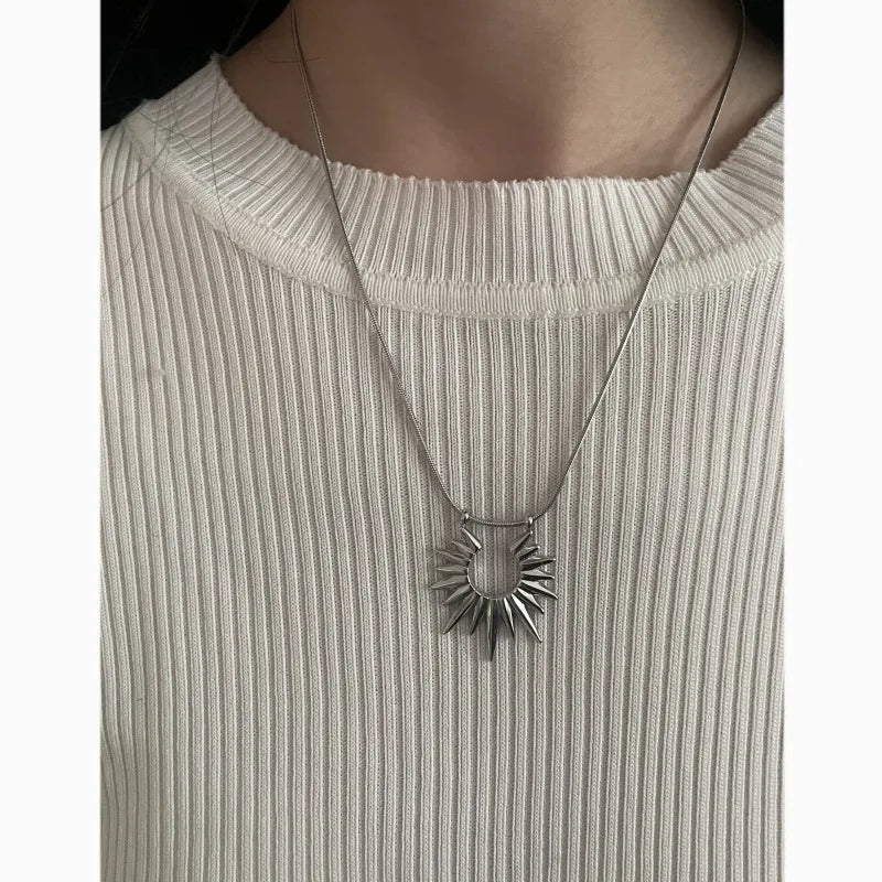 Titanium Steel Sun Snake Pendant Necklace