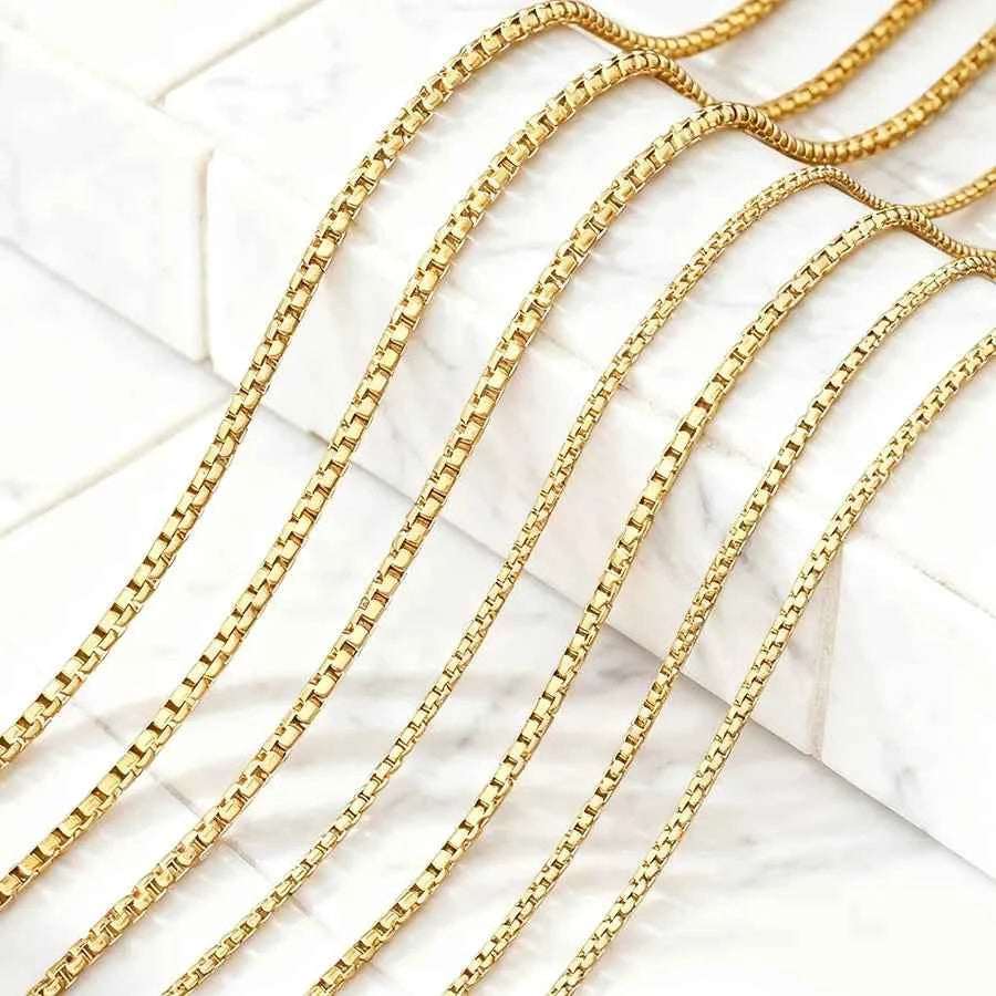 Gold Box Chain Necklace – 2.5mm Stainless Steel