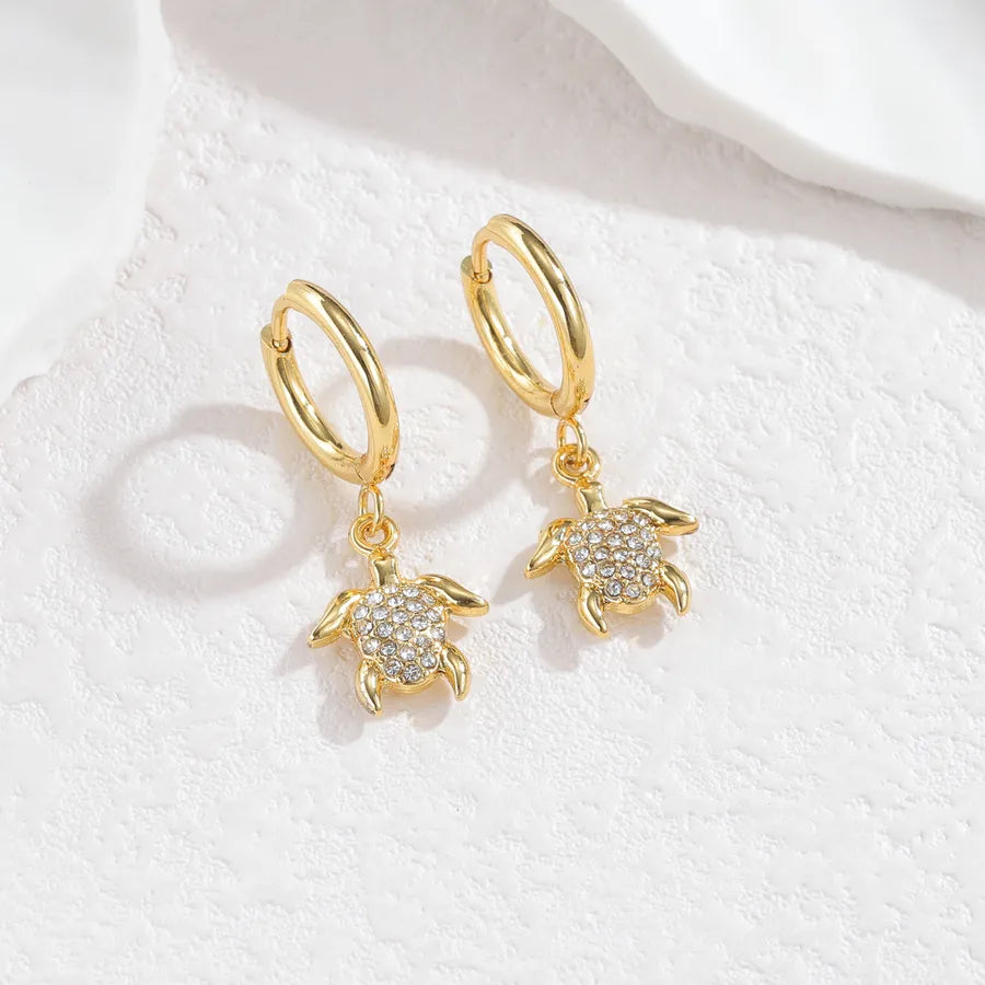 Starfish & Shell Diamond Stainless Steel Earrings SE1177-High Quality