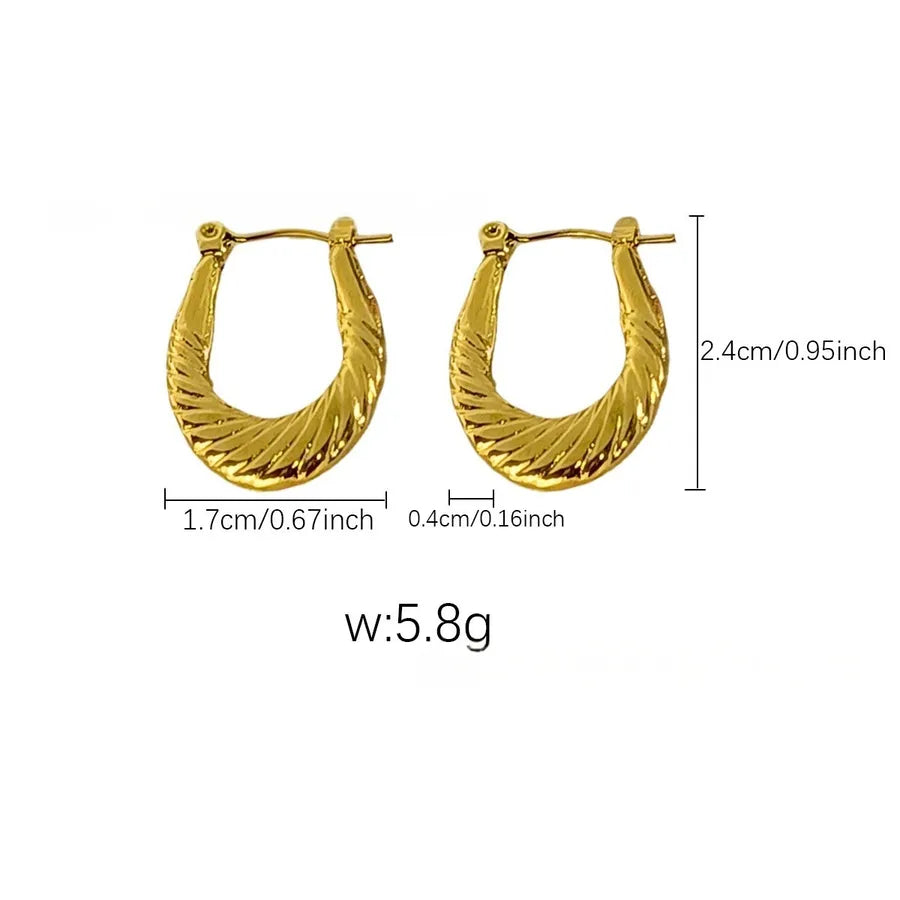 Elegant Gold Titanium Steel Hoop Earrings Gold Earrings 65