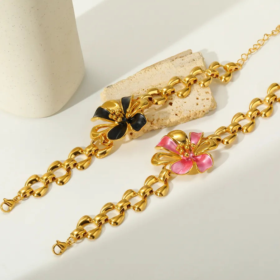 18K Gold Plated Stainless Steel Flower Bracelet