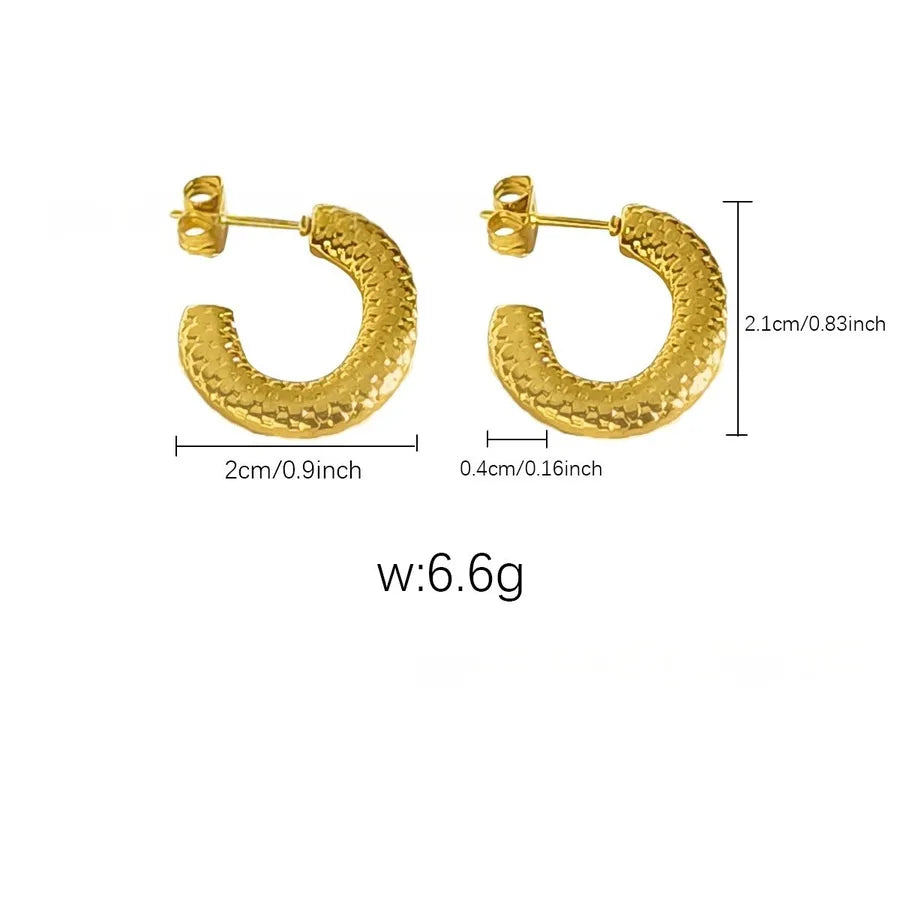 Elegant Gold Titanium Steel Hoop Earrings