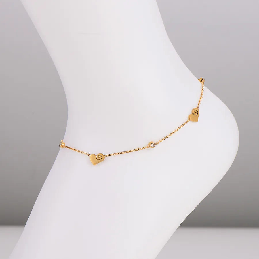Gold Heart Cloud Stainless Steel Anklet