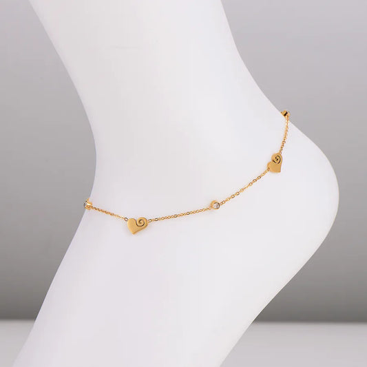 Gold Heart Cloud Stainless Steel Anklet