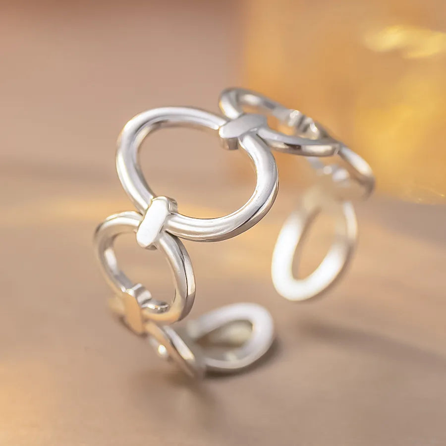 Heart-Shaped Titanium Steel Adjustable Ring K252 Steel Color Ring Open