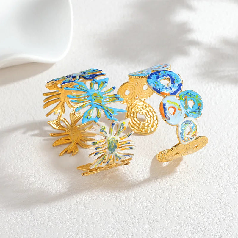 Gold Geometric Stainless Steel Bangle