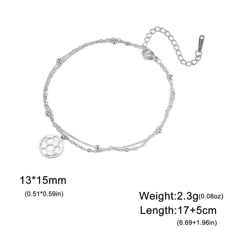 Stainless Steel Sports Pendant Bracelet Steel Color Small Football