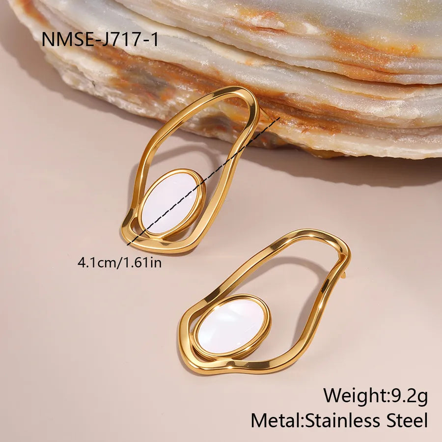 18K Gold Plated Irregular Mother-of-Pearl Earrings