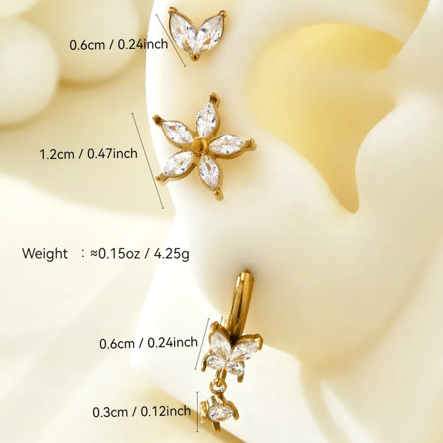 18K Gold Plated Stainless Steel Zircon Earrings