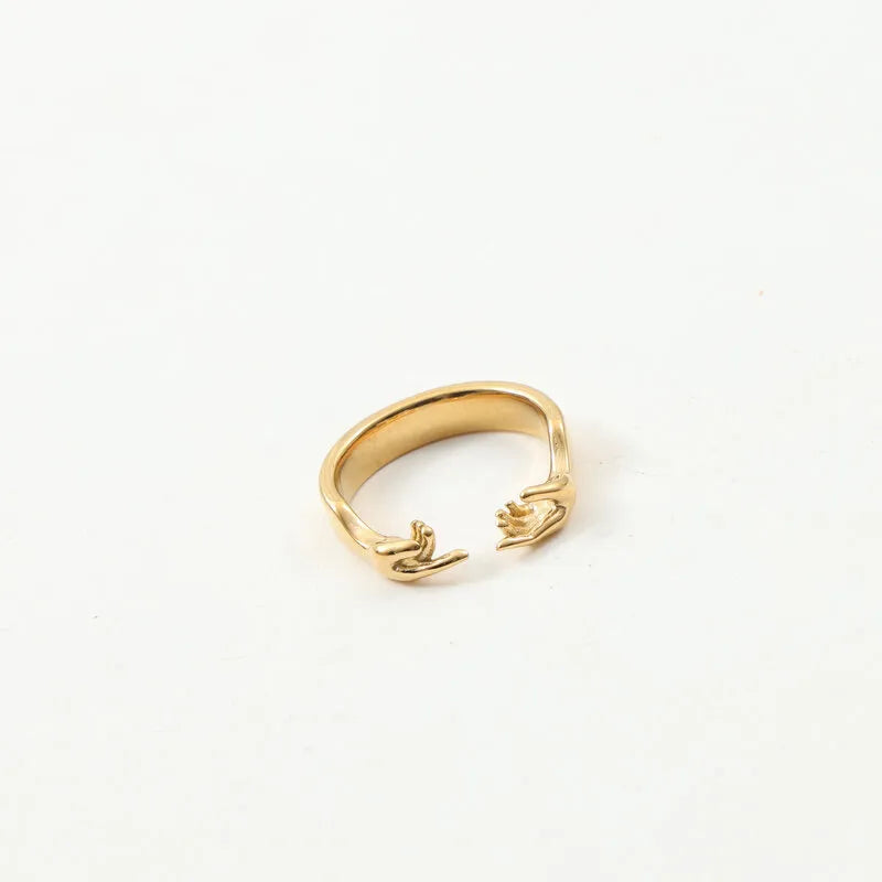 18K Gold Plated Titanium Hand Gesture Ring