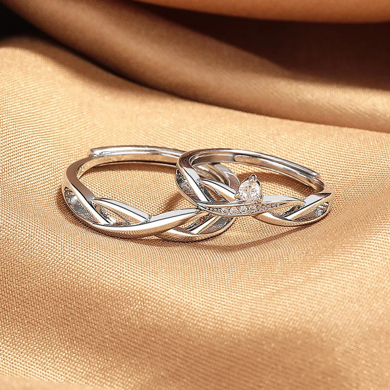 Sterling Silver Geometric Couple's Ring