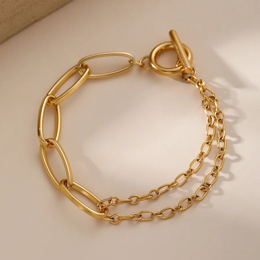 18K Gold Paperclip Titanium Steel Bracelet AZ-04