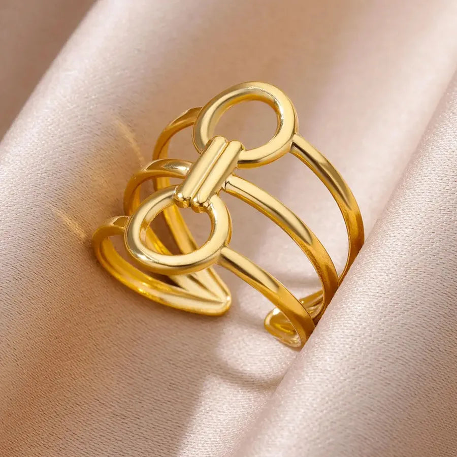 Gold Heart Open Ring for Women