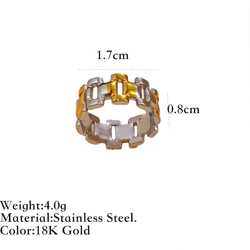 Gold & Silver Hollow Stainless Steel Ring