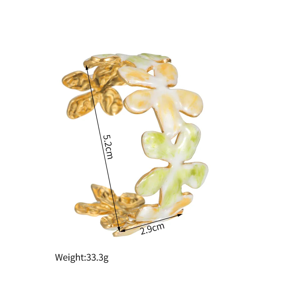 18K Gold Plated Open C-Shaped Bangle Bracelet B Style