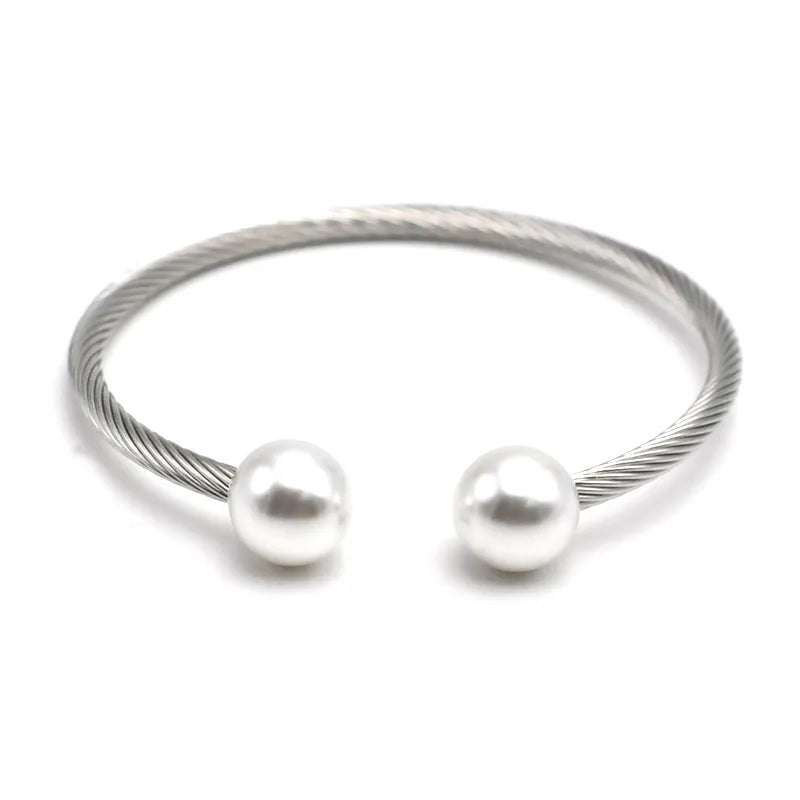 18K Gold Plated Pearl Wire Bracelet Pearl with Rope