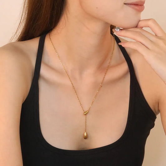 Stainless Steel Waterdrop Pendant Necklace